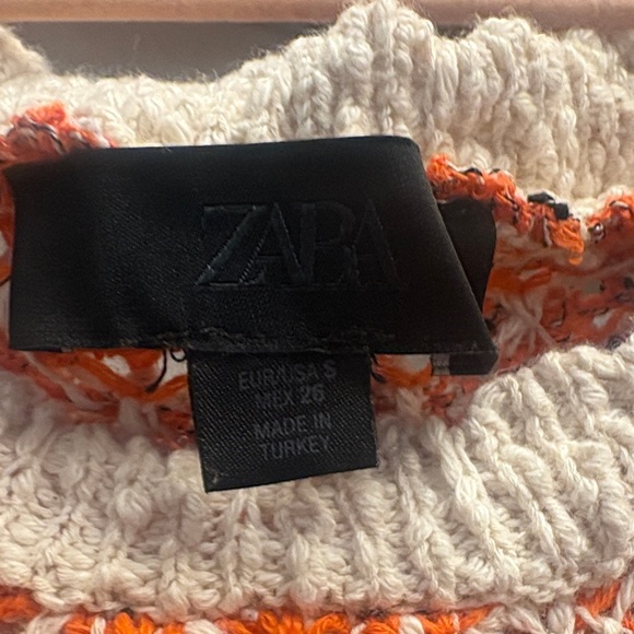 Zara Orange and Cream Knit Mini Dress - Picture 2 of 2